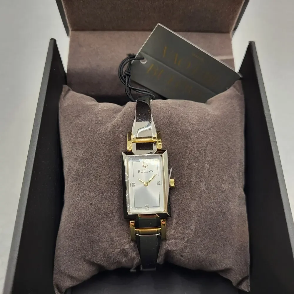 Bulova Classic Diamond Two-Tone Gold Stainless Steel Quartz Ladies Watch